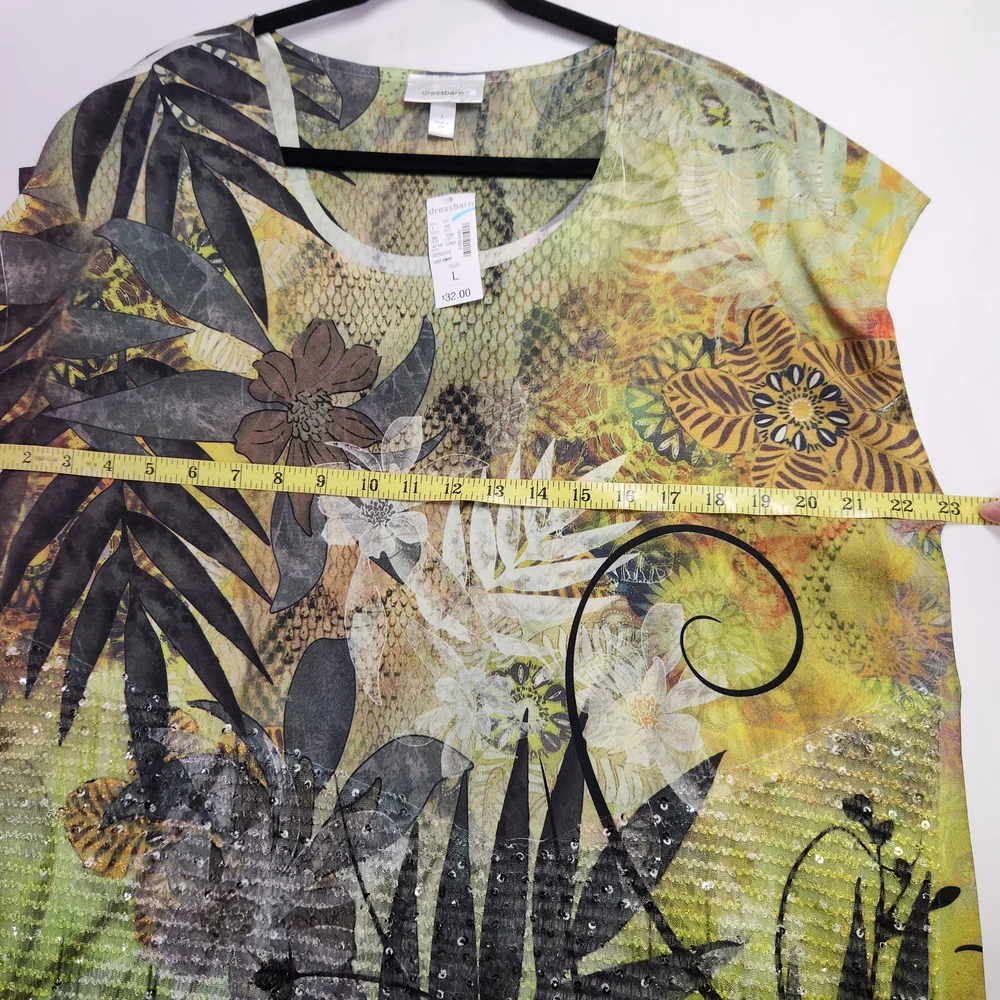 ⭐ NWT Dressbarn Women’s Sleeveless Botanical Print Blouse – Size Large ⭐ - Picture 6 of 8